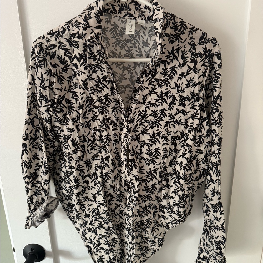 Joie Monochrome Leaf Pattern Blouse